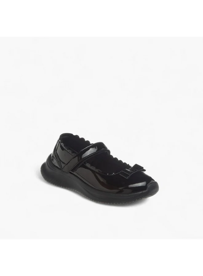 داش Girls Bow Accent School Shoes with Hook and Loop Closure