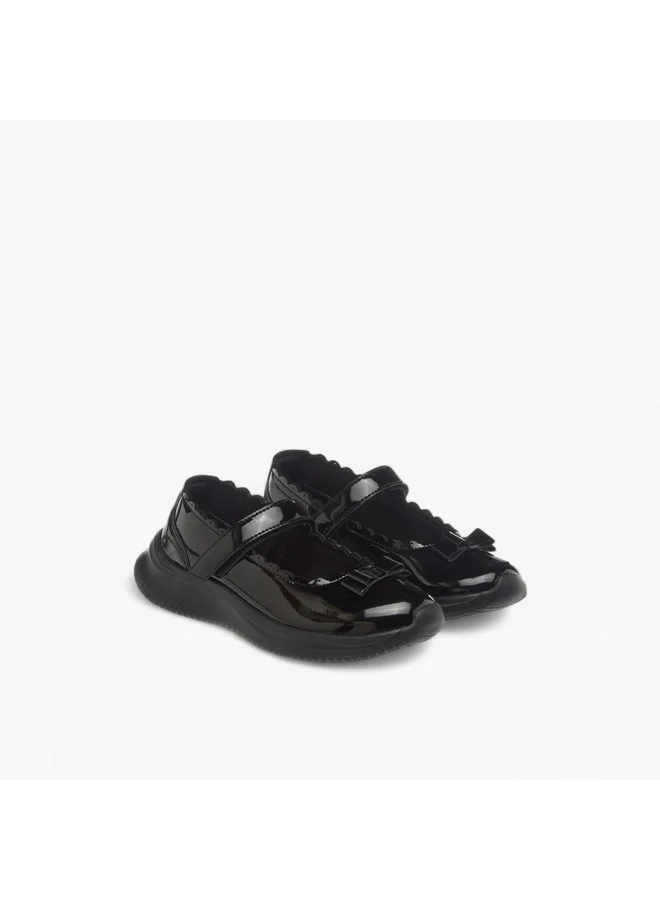 داش Girls Bow Accent School Shoes with Hook and Loop Closure