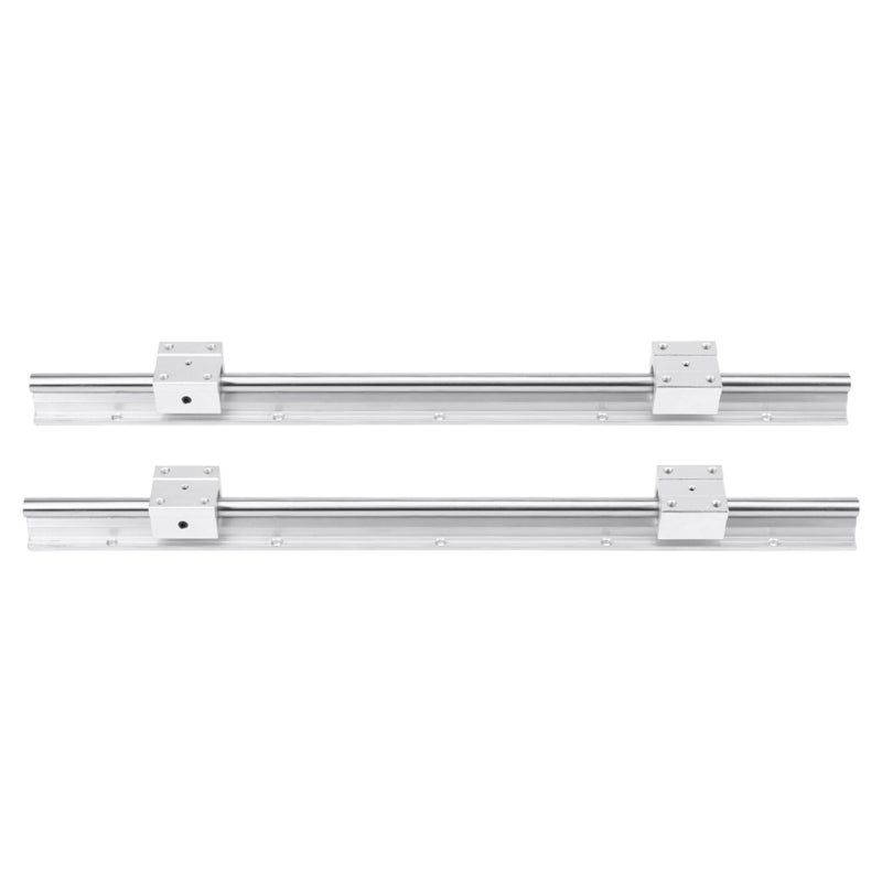 SBR12 Linear Bearing Rail - 500mm Metal Guide Rail with 2 Rails 4 Blocks - Durable Linear Motion Rail for Automatic Industry Machines - Image 1