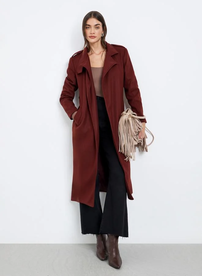 Styli Regular Fit Belted Trench Wool Coat