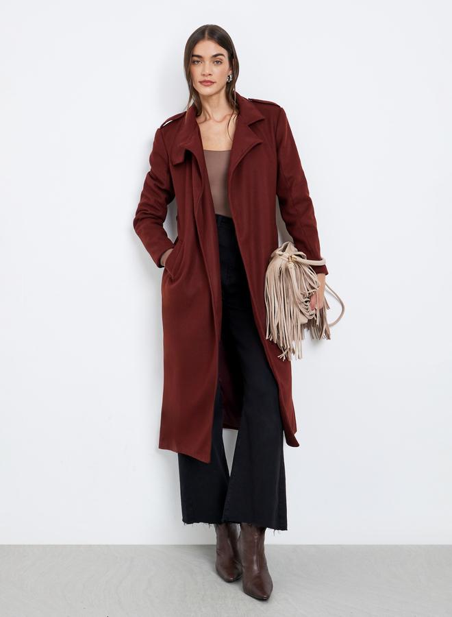 Styli Regular Fit Belted Trench Wool Coat - Image 1