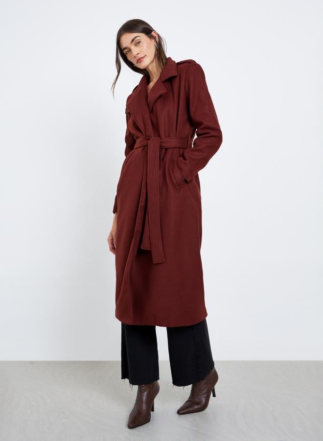 Styli Regular Fit Belted Trench Wool Coat - Image 2
