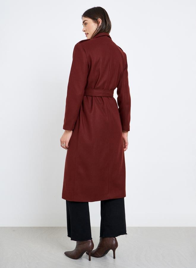 Styli Regular Fit Belted Trench Wool Coat - Image 4