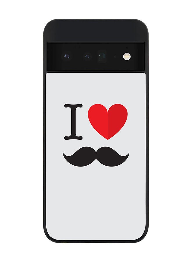 Stylizedd Rugged Black edge case for Google Pixel 6 Pro 5G Slim fit Soft Case Flexible Rubber Edges Anti Drop TPU Gel Thin Cover - I Love Moustashe - Image 1