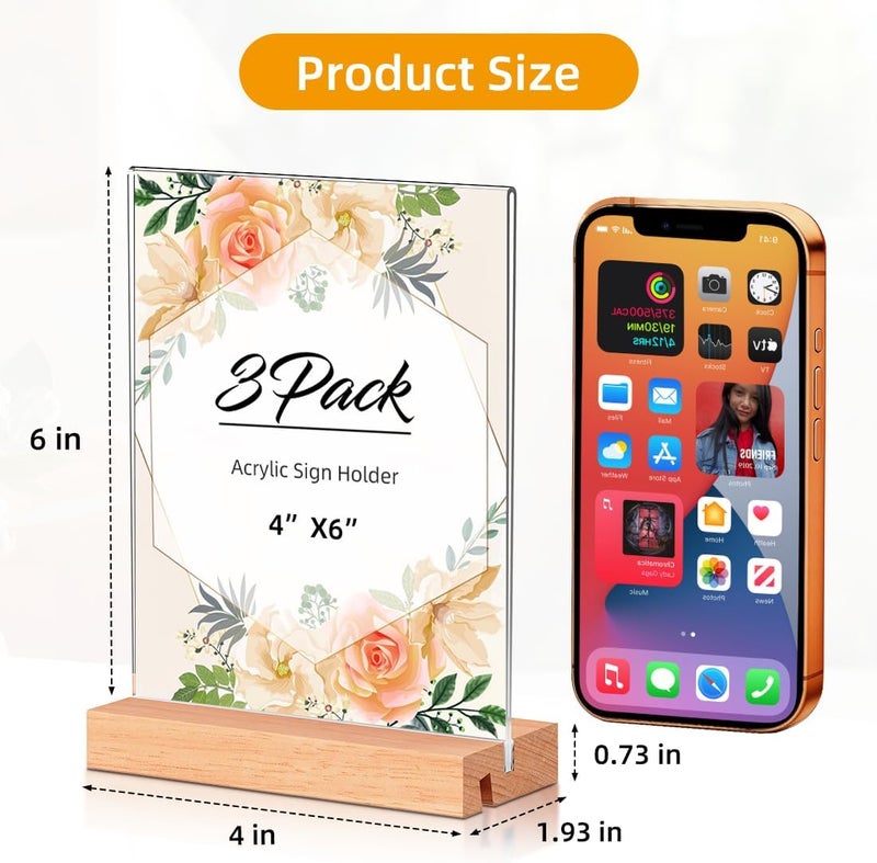 Acrylic Sign Holder 3pcs Clear Desktop Display Stand - Stable Tabletop Menu Holder for Office Store Home Decor - Image 2