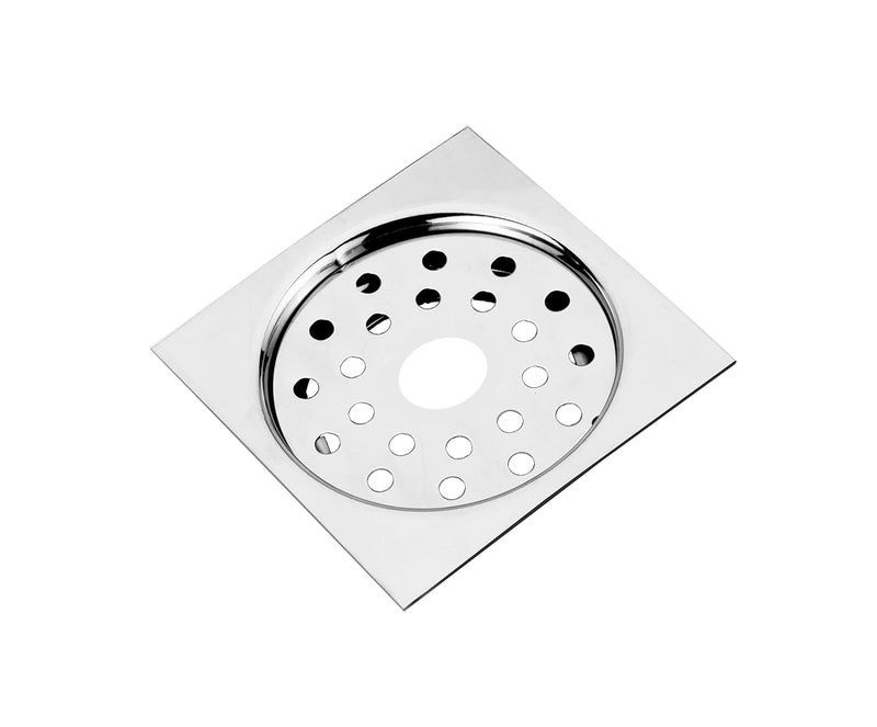 NEW WARE Square 4x4 Inch Stainless Steel Bathroom & Kitchen Jail | Durable Floor Drain Trap for Bathroom | Removable Cover with Center Hole | Chrome Finish (Silver) 24520 - Image 2