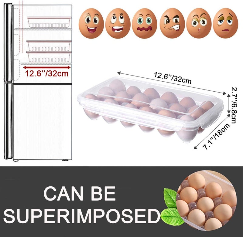 LonlyEagle XBY-US 2 Pack Covered Egg Holders For Refrigerator, Plastic Storage Container/ Deviled Egg Tray Carrier with Lid Fits 18X2 Eggs(36 Eggs) - Image 2