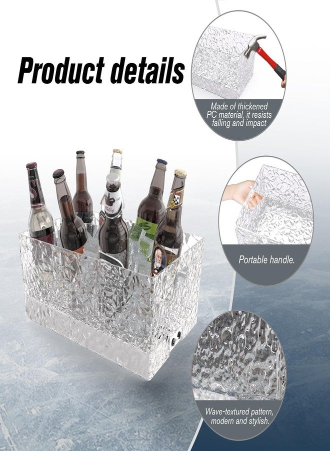 Choowin 15L / 4gal Large Ice Bucket for Parties for Cocktail Bar, Clear Plastic Champagne Bucket Beverage Tub with Lights (7 Colors) and Remote Control, Wave Texture, 16.7 X 11 X 7.1 in - Image 5