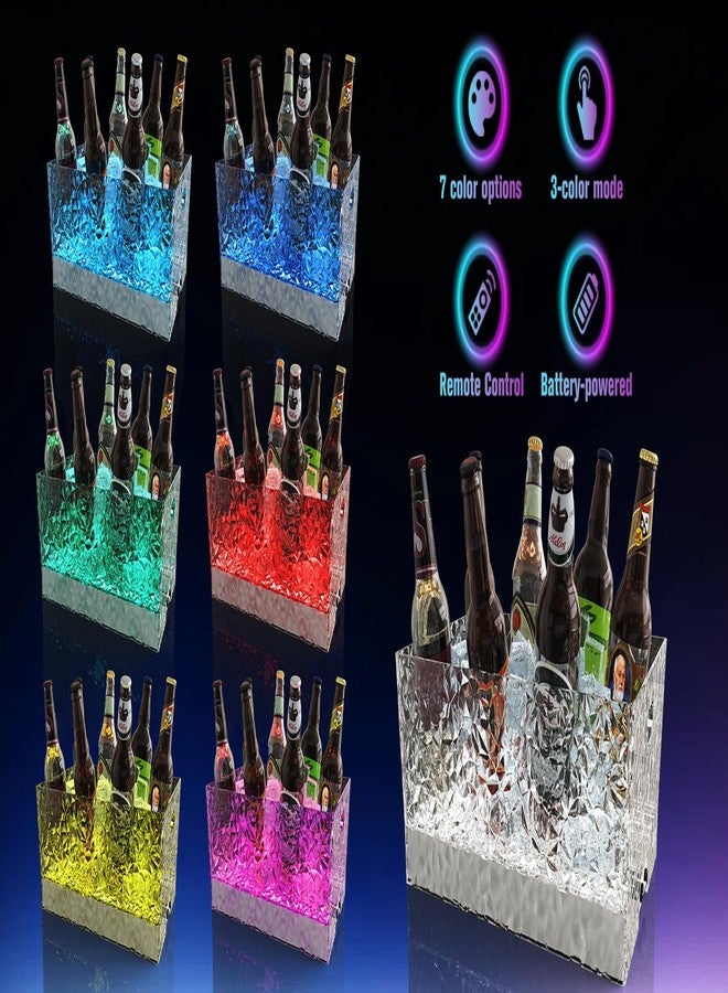 Choowin 15L / 4gal Large Ice Bucket for Parties for Cocktail Bar, Clear Plastic Champagne Bucket Beverage Tub with Lights (7 Colors) and Remote Control, Wave Texture, 16.7 X 11 X 7.1 in - Image 4