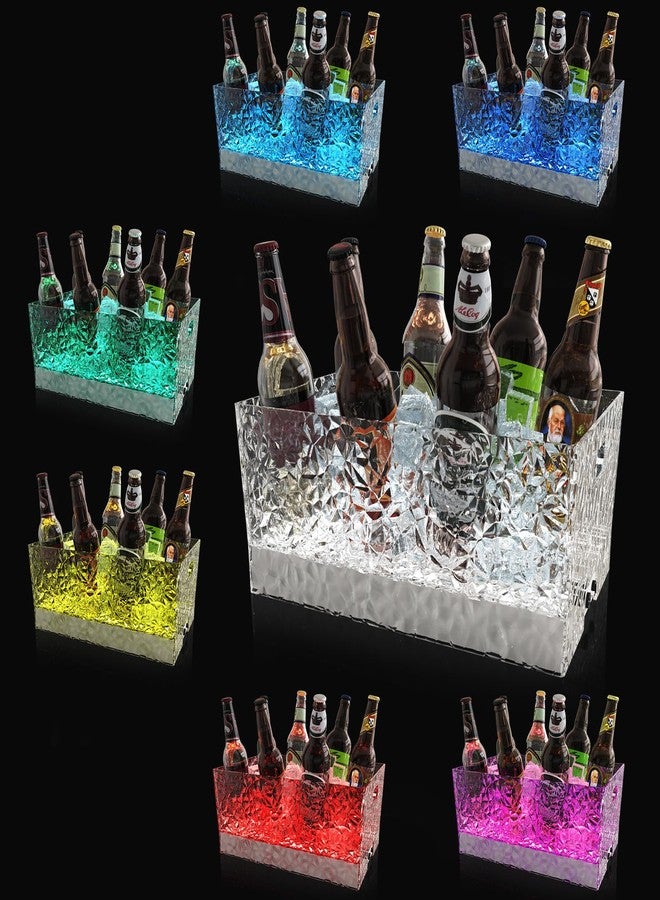 Choowin 15L / 4gal Large Ice Bucket for Parties for Cocktail Bar, Clear Plastic Champagne Bucket Beverage Tub with Lights (7 Colors) and Remote Control, Wave Texture, 16.7 X 11 X 7.1 in - Image 1