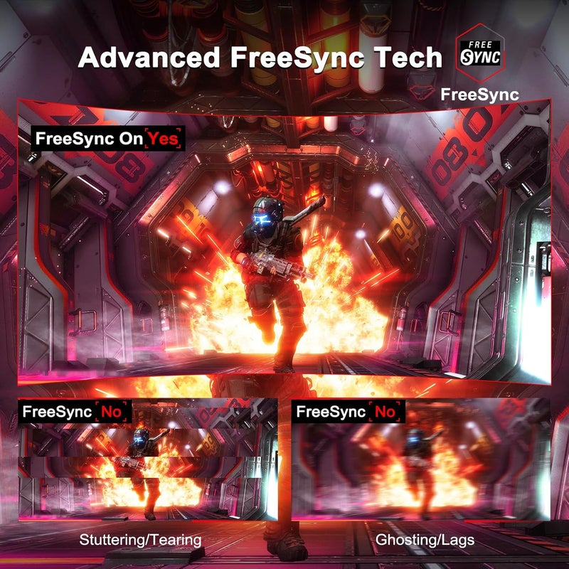 Sansui شاشة ألعاب منحنية 27 بوصة 180 هرتز 1 مللي ثانية مع مكبرات صوت FHD 1080P شاشة كمبيوتر FreeSync|1500R|130% sRGB|HDR|ضوء أزرق منخفض|منافذ HDMI DP|تركيب VESA|حامل معدني (ES-G27C1 كابل HDMI متضمن) - Image 4