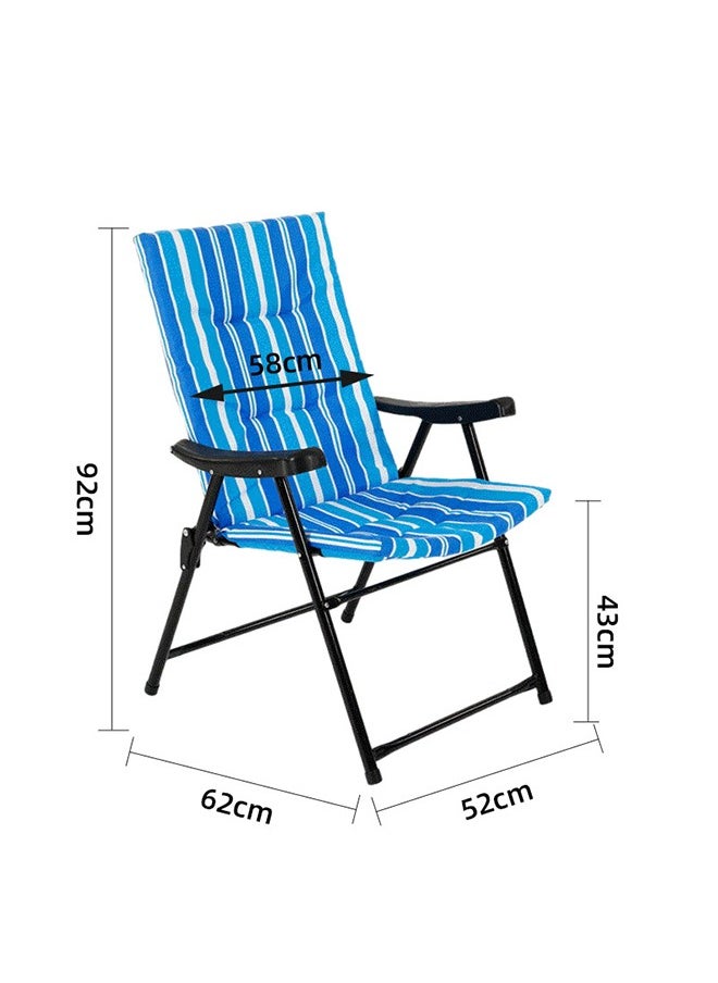 Generic - Foldable Camping Chair Folding Chair Portable Beach Chair with Armrest and Cushion for Outdoor Camp Beach Travel Picnic Hiking(Blue） - Image 1