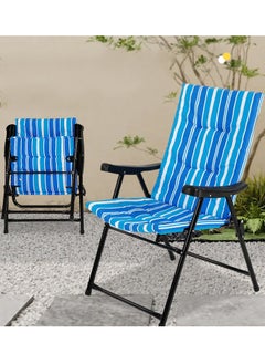 Foldable Camping Chair Folding Chair Portable Beach Chair with Armrest and Cushion for Outdoor Camp Beach Travel Picnic Hiking(Blue）