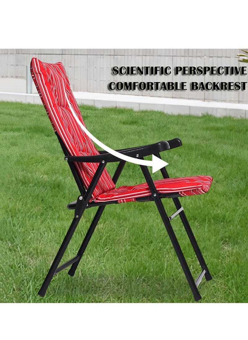 Generic - Foldable Camping Chair Folding Chair Portable Beach Chair with Armrest and Cushion for Outdoor Camp Beach Travel Picnic Hiking(Blue） - Image 1