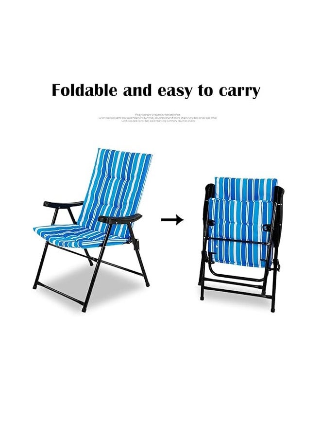 Generic - Foldable Camping Chair Folding Chair Portable Beach Chair with Armrest and Cushion for Outdoor Camp Beach Travel Picnic Hiking(Blue） - Image 1