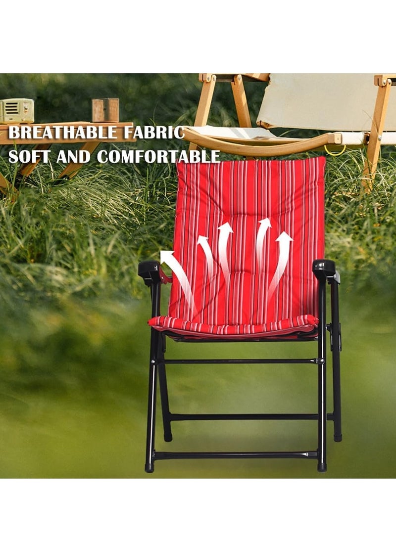 Generic - Foldable Camping Chair Folding Chair Portable Beach Chair with Armrest and Cushion for Outdoor Camp Beach Travel Picnic Hiking(Blue） - Image 1