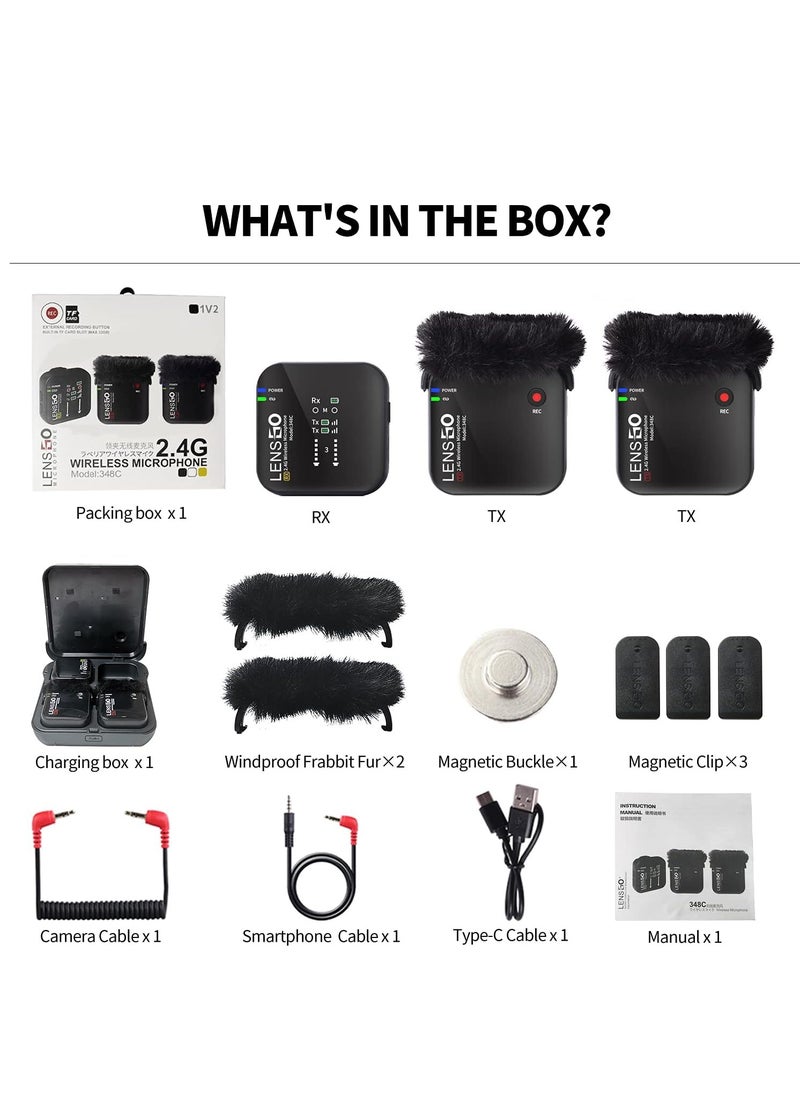LENSGO 348C 1V2 WIRELESS MICROPHONE 2.4G WIRELESS LAPEL MIC
