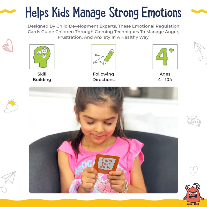 Open The Joy Anger Management Card Game, 50 Prompt Cards, Control Feelings and Increase Emotional Intelligence, Anger Management for Kids Ages 4+ - Image 2