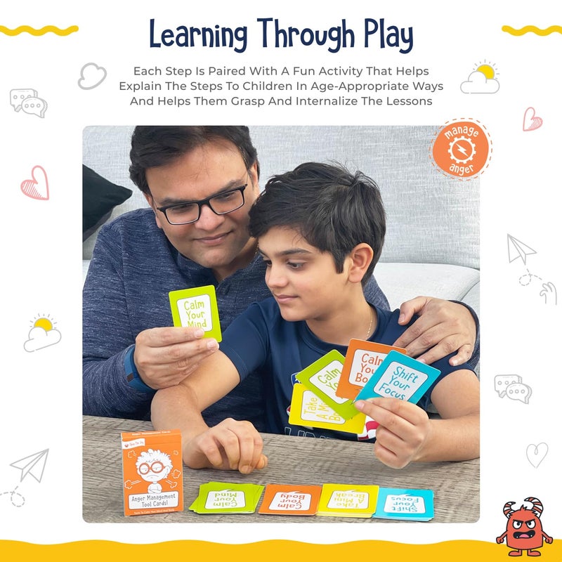 Open The Joy Anger Management Card Game, 50 Prompt Cards, Control Feelings and Increase Emotional Intelligence, Anger Management for Kids Ages 4+ - Image 3
