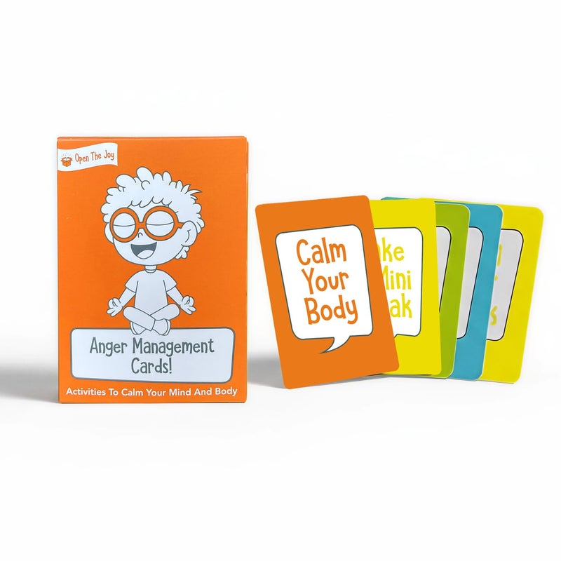 Open The Joy Anger Management Card Game, 50 Prompt Cards, Control Feelings and Increase Emotional Intelligence, Anger Management for Kids Ages 4+ - Image 1