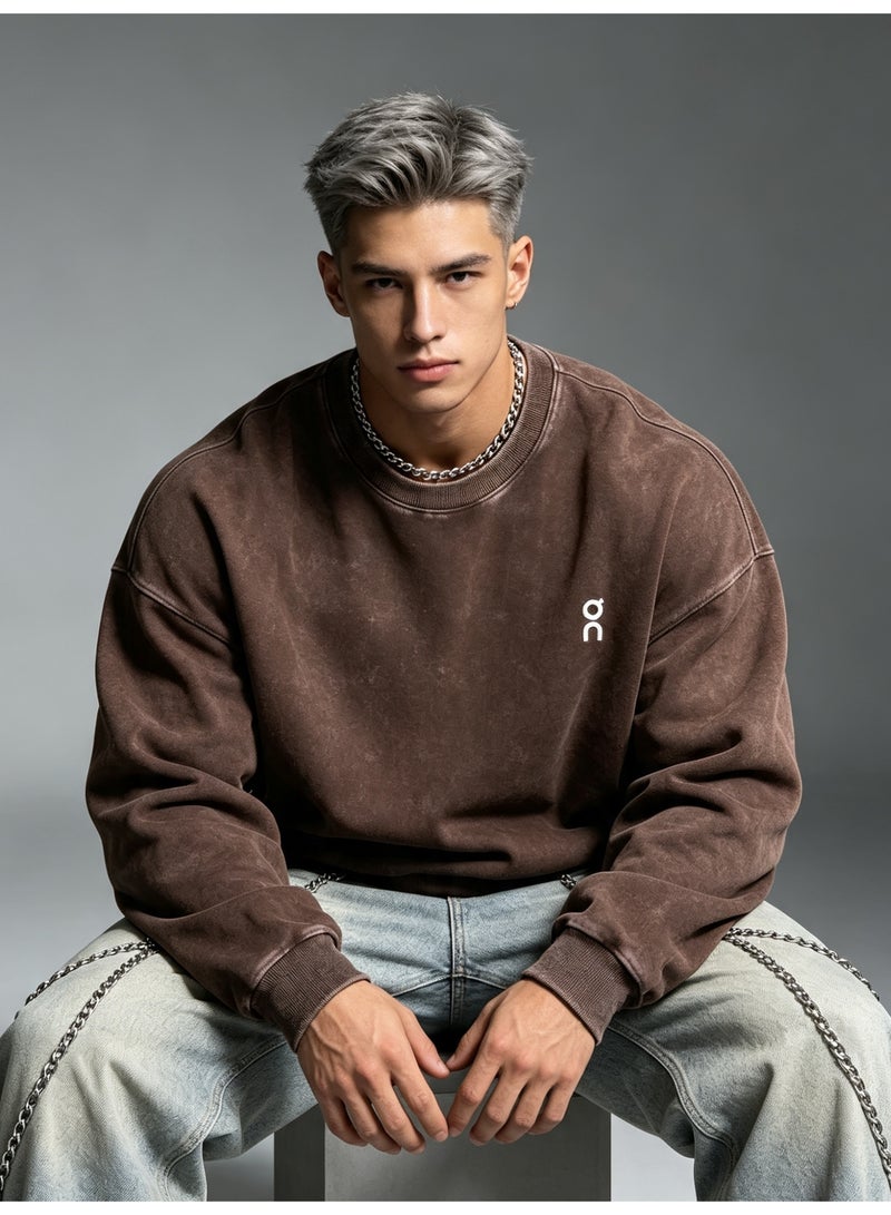 On Running Men's and Women's Loose Shoulder Long Sleeve Round Neck Sweater - Image 1