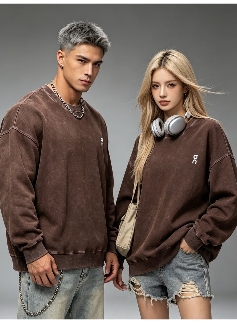 On Running Men's and Women's Loose Shoulder Long Sleeve Round Neck Sweater - Image 2