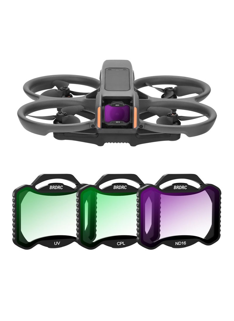 Excefore Filters Set for Avata 2 ND, 3 Pack UV CPL ND16 Protection Lens Neutral Density Filter, Compatible with DJI Avata 2 FPV Drone Accessories, Aluminum  - Image 1