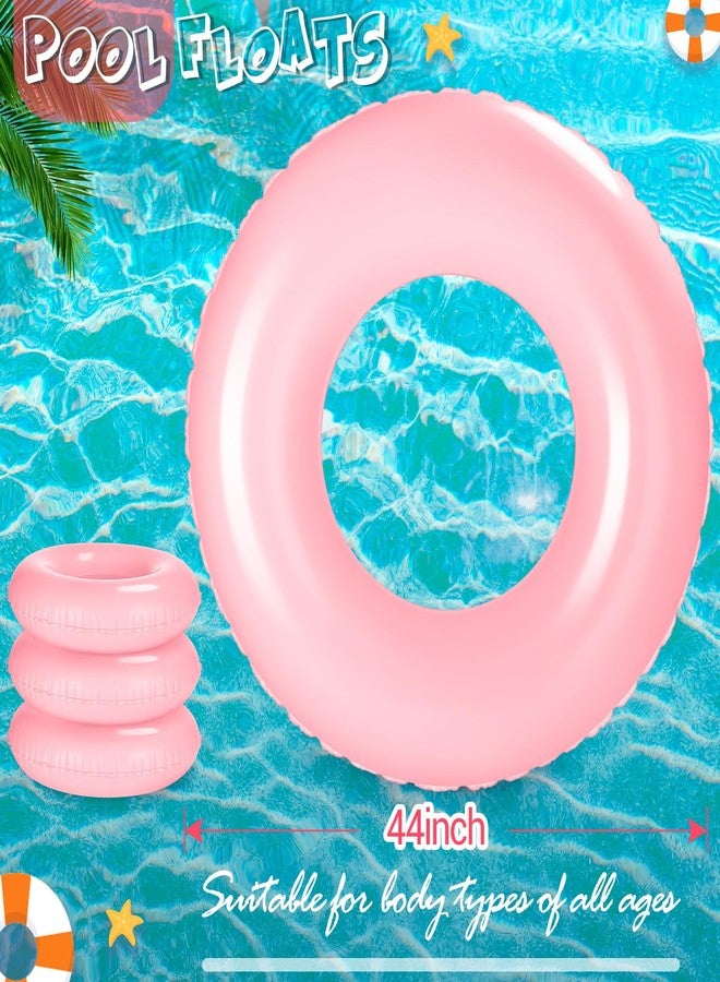 ShinyRelief 4 Pcs Inflatable Pool Floats 44 Inch Swim Rings for Adults Colorful Swim Inner Tube Swimming Ring Raft Float Toys for Beach Swimming Pool Party Supplies (Light Pink) - Image 2