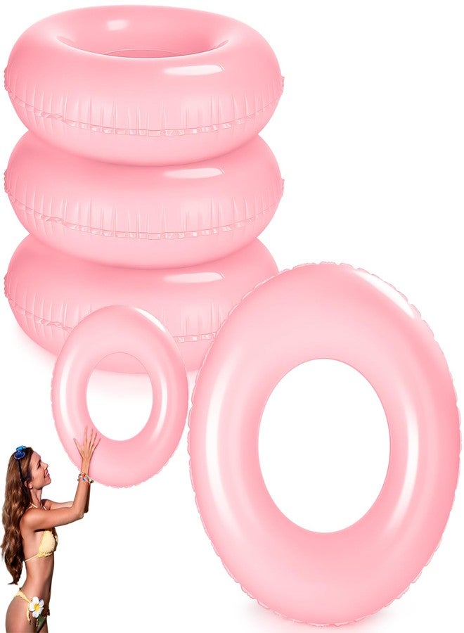 ShinyRelief 4 Pcs Inflatable Pool Floats 44 Inch Swim Rings for Adults Colorful Swim Inner Tube Swimming Ring Raft Float Toys for Beach Swimming Pool Party Supplies (Light Pink) - Image 1