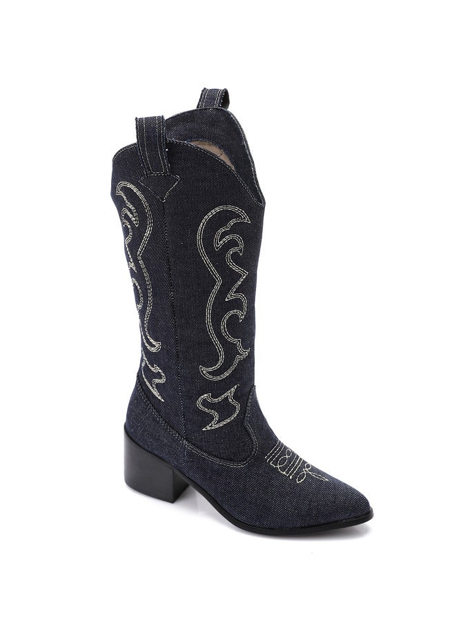 Mr.joe SHINE IN STYLE WITH JEANS EMBROIDERED WESTERN BOOTS – 3009 - Image 1