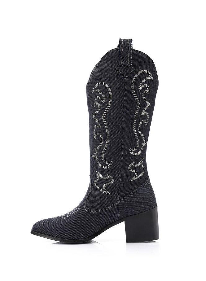 Mr.joe SHINE IN STYLE WITH JEANS EMBROIDERED WESTERN BOOTS – 3009 - Image 4