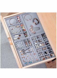 HomarKet Set of 4 Stackable Jewelry Organizer Trays for Drawers Display Case Storage Container for Earring Necklace Rings Bracelet with Removable Dividers  - Image 5