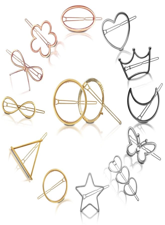 Glamyou Hollow Hair Clip Pins Large Metal Hair Clips Golden Silver Bronze Butterfly for Girls and Women, Minimalist Dainty Round Geometric Clamps Hair Accessory Metal Hair ties Hairpin1 Pc - Image 1