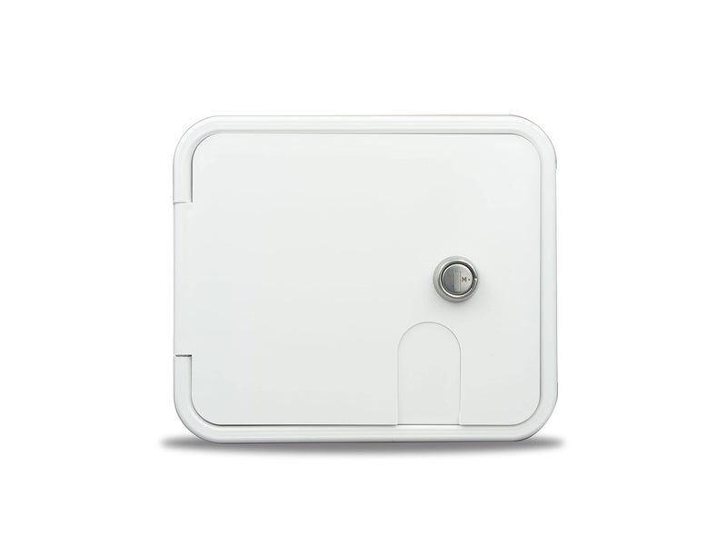Thetford City/Gravity Water Hatch with 1/2 inch Male Thread Brass Check Valve Polar White PN 94253 - Image 1