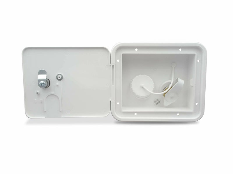 Thetford City/Gravity Water Hatch with 1/2 inch Male Thread Brass Check Valve Polar White PN 94253 - Image 4