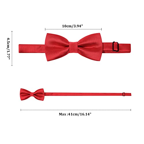 Kajeer Kids Bow Tie Boy Silk Pre-tied Adjustable Neck Bowtie for Wedding Party(Red) - Image 3