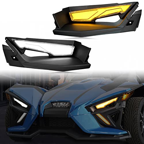 SAUTVS Front Upper Accent Panel Light Kit for Slingshot, Daytime Running Lights & Trim Panel, DRL & Driving Lights Decorative Plate for 2014-2023 Polaris Slingshot S SL SLR R LE Modified Accessories - Image 1