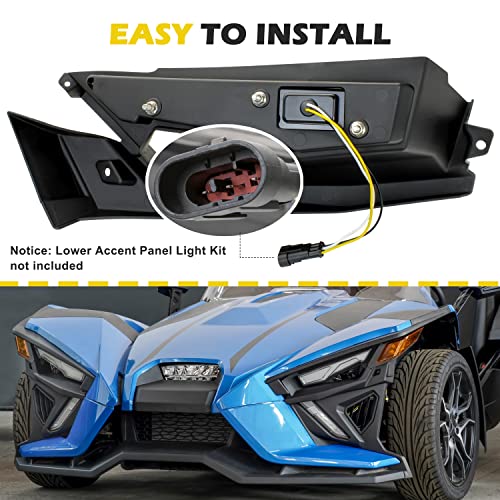 SAUTVS Front Upper Accent Panel Light Kit for Slingshot, Daytime Running Lights & Trim Panel, DRL & Driving Lights Decorative Plate for 2014-2023 Polaris Slingshot S SL SLR R LE Modified Accessories - Image 5