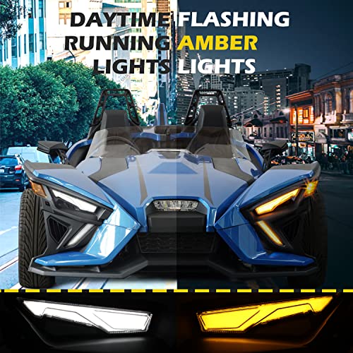 SAUTVS Front Upper Accent Panel Light Kit for Slingshot, Daytime Running Lights & Trim Panel, DRL & Driving Lights Decorative Plate for 2014-2023 Polaris Slingshot S SL SLR R LE Modified Accessories - Image 3