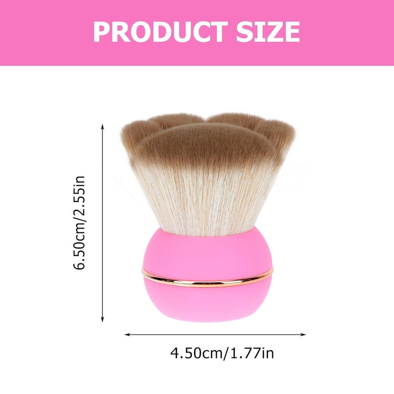 CHILDWEET Portable Makeup Powder Brush with Lid, Pink Loose Powder and Blush Cosmetic Tool for Face Shading and Foundation Application, Travel-friendly Synthetic Hair Brush for Women - Image 2