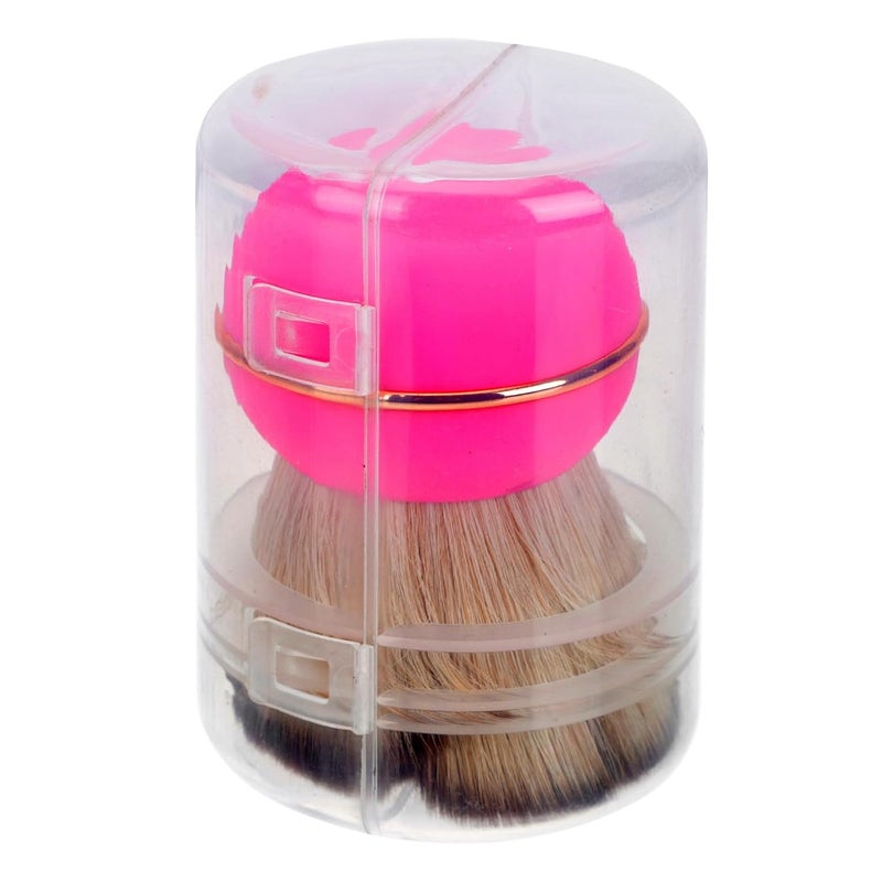 CHILDWEET Portable Makeup Powder Brush with Lid, Pink Loose Powder and Blush Cosmetic Tool for Face Shading and Foundation Application, Travel-friendly Synthetic Hair Brush for Women - Image 1