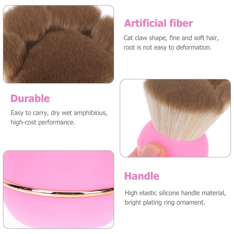 CHILDWEET Portable Makeup Powder Brush with Lid, Pink Loose Powder and Blush Cosmetic Tool for Face Shading and Foundation Application, Travel-friendly Synthetic Hair Brush for Women - Image 3