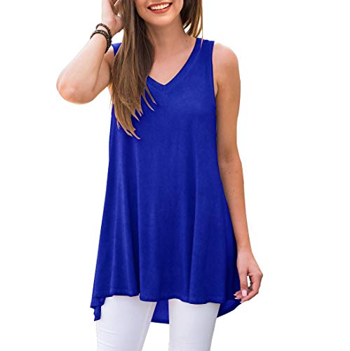 AWULIFFAN Womens Tank Tops Summer Tops Casual Shirts Basic Pajama Blouse (Royal Blue,Large) - Image 5