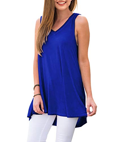 AWULIFFAN Womens Tank Tops Summer Tops Casual Shirts Basic Pajama Blouse (Royal Blue,Large) - Image 2