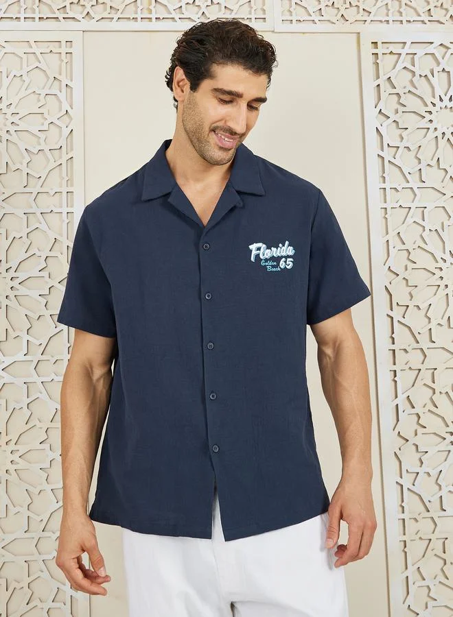 Styli Premium Cotton Florida Print Resort Collar Shirt