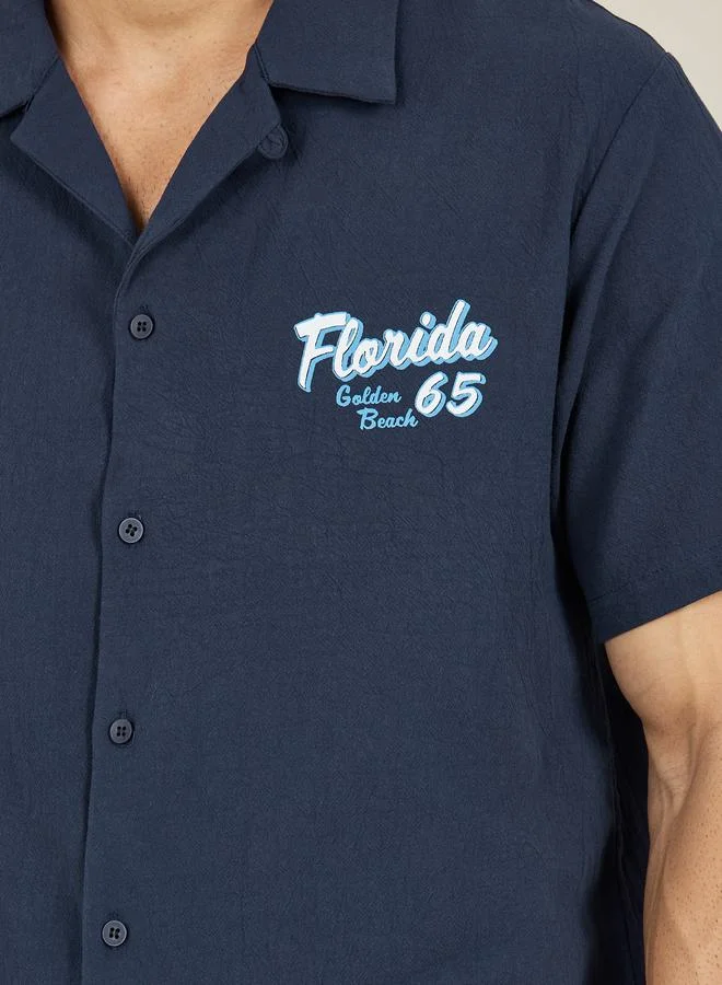 Styli Premium Cotton Florida Print Resort Collar Shirt