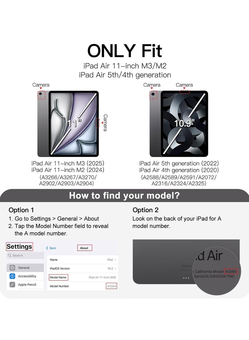 MIGOFAST IPad Air 11-Inch M3/M2 (2025/2024) iPad Air 5/4 (2022/2020 5th/4th Generation 10.9-Inch) with Pencil Holder, Slim Tablet Cover with Soft TPU Back, Auto Wake/Sleep Silver Gray  - Image 2