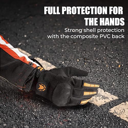 BADOWL Polyester Wind Rider Full Finger Motorcycle Riding Gloves with Touchscreen Fingertips and Knuckle Protection Anti-Slip Grip (Neon Green, M), Motorcycle Racing - Image 3
