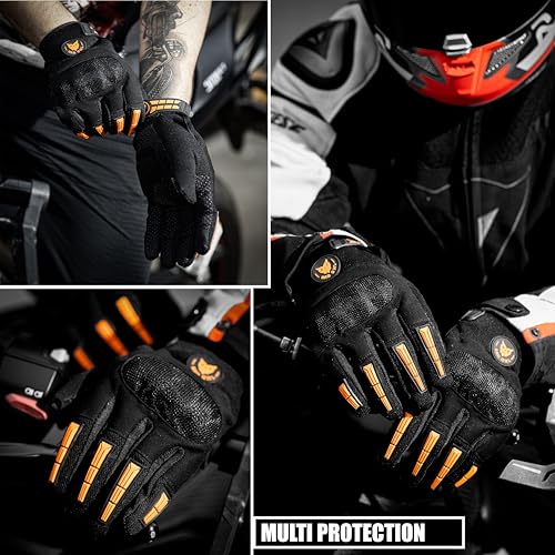 BADOWL Polyester Wind Rider Full Finger Motorcycle Riding Gloves with Touchscreen Fingertips and Knuckle Protection Anti-Slip Grip (Neon Green, M), Motorcycle Racing - Image 5