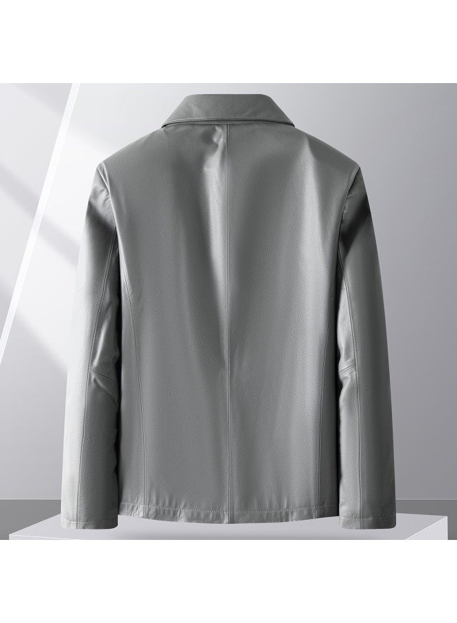 Fapai Spring And Autumn Durable Casual Lapel Men's Genuine Leather Jacket Simple Coat Men's Business Jacket - Image 3